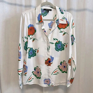 Floral Button Down  Blouse, Size XL